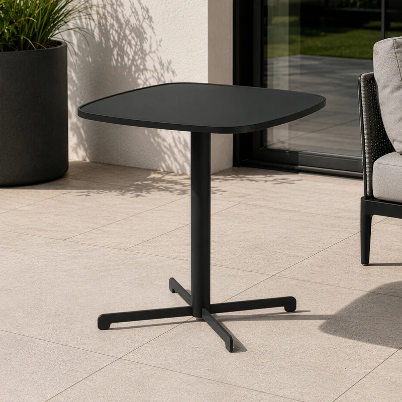 Mesa bistró de exterior Foggia acero 75x70x70cm Gris antracita [casa.pro]