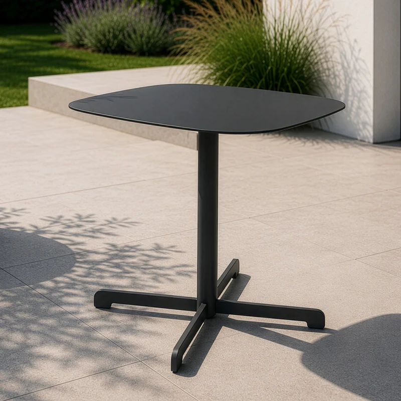 Mesa auxiliar de exterior Foggia acero 43x40x40cm Gris antracita [casa.pro]