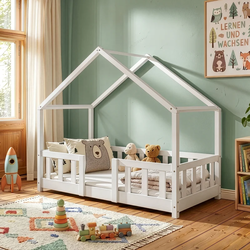 Cama para niños Treviolo forma de casa pino [en.casa]