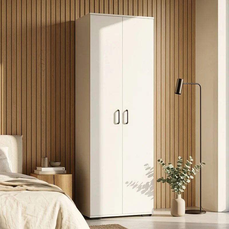 Armario dormitorio Chalvefted 2 puertas y 1 barra 175 x 60 x 35 cm Blanco [en.casa]