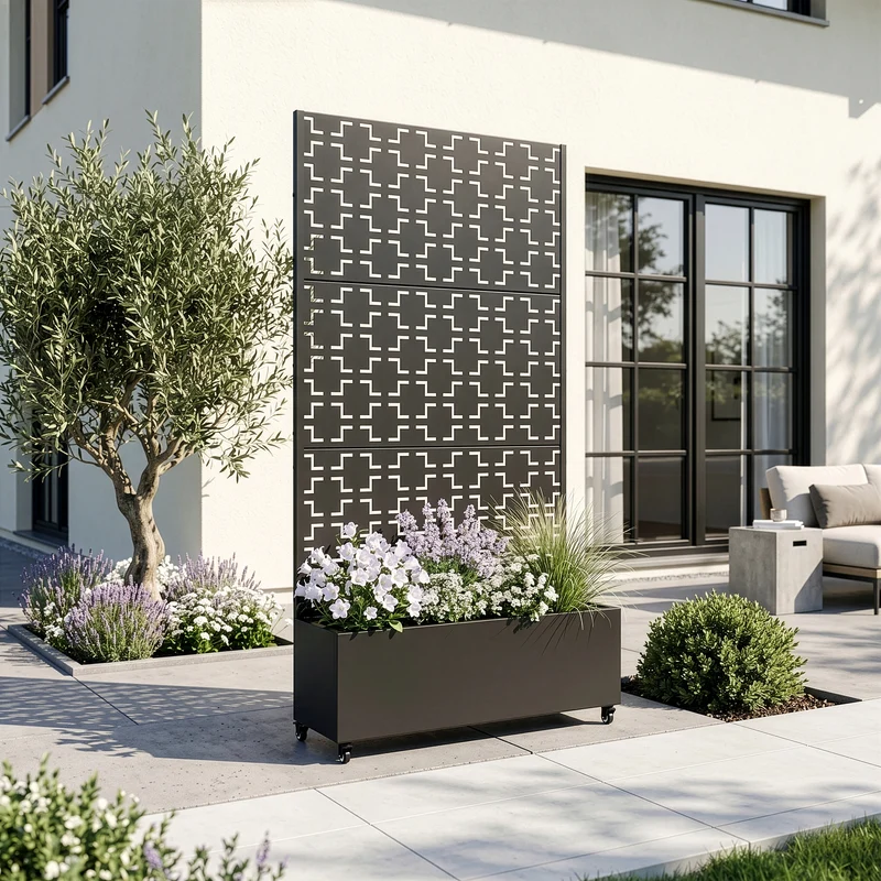 Tabique Aaskis con jardinera exterior 190x82/120x38cm [casa.pro]