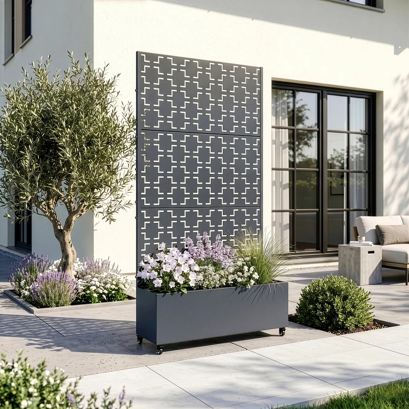 Tabique Aaskis con jardinera exterior 190x82/120x38cm [casa.pro]