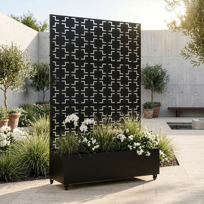 Tabique Aaskis con jardinera exterior 190x82/120x38cm [casa.pro]