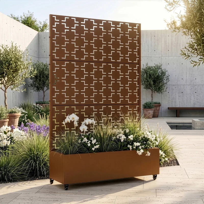 Tabique Aaskis con jardinera exterior 190x82/120x38cm [casa.pro]