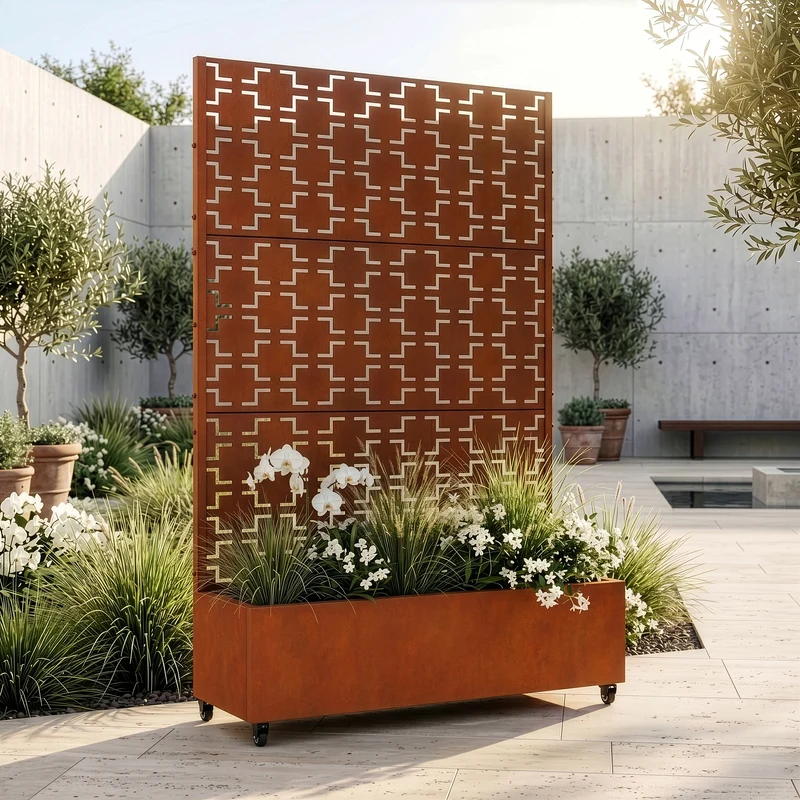 Tabique Aaskis con jardinera exterior 190x82/120x38cm [casa.pro]