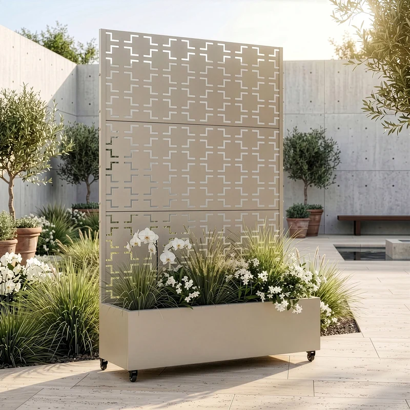 Tabique Aaskis con jardinera exterior 190x82/120x38cm [casa.pro]