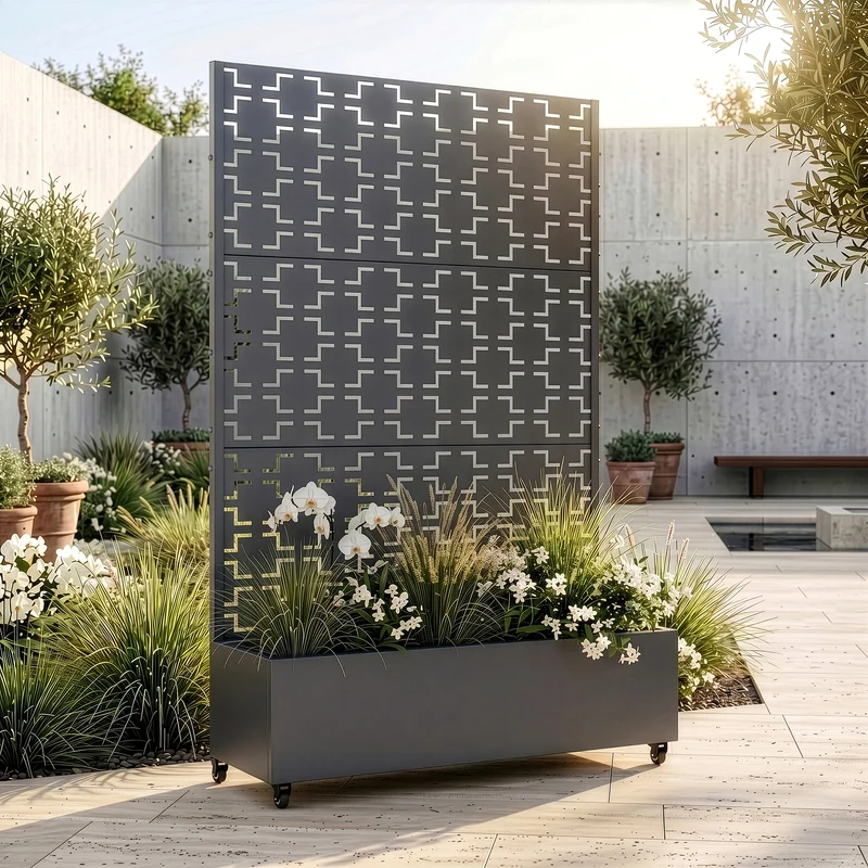 Tabique Aaskis con jardinera exterior 190x82/120x38cm [casa.pro]