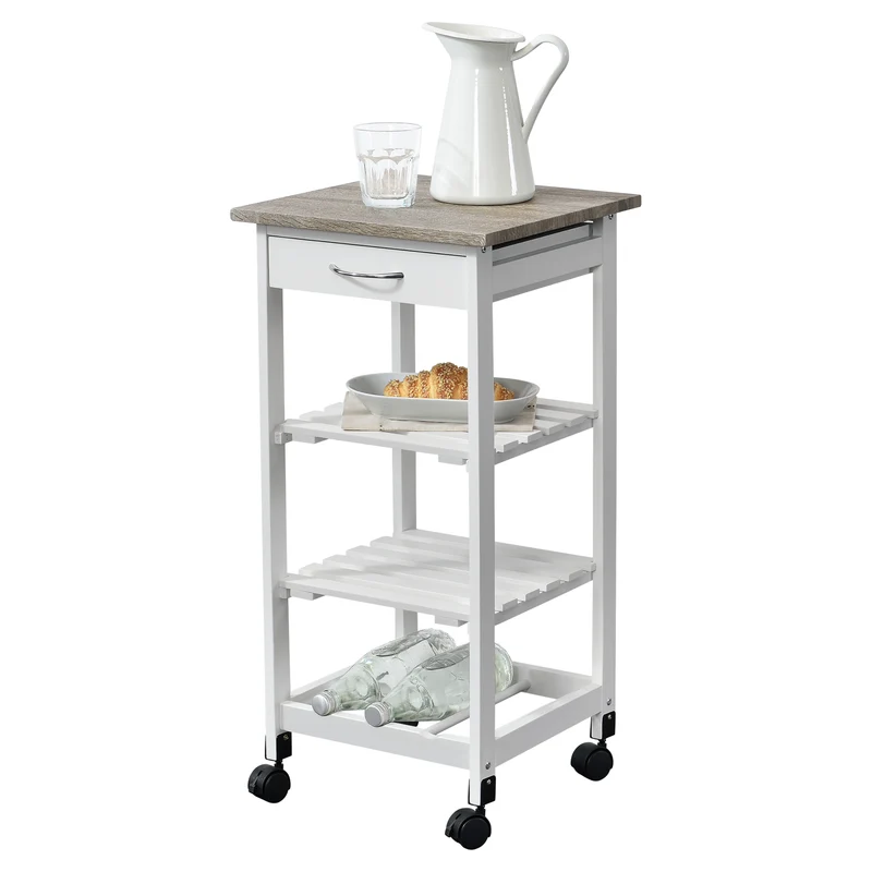 Carro de Servicio Biel 3 Estantes Cajón 76x37x37cm - [en.casa]