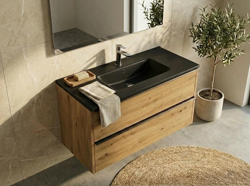Lavabo de encastrar modelo Bogotá negro mate