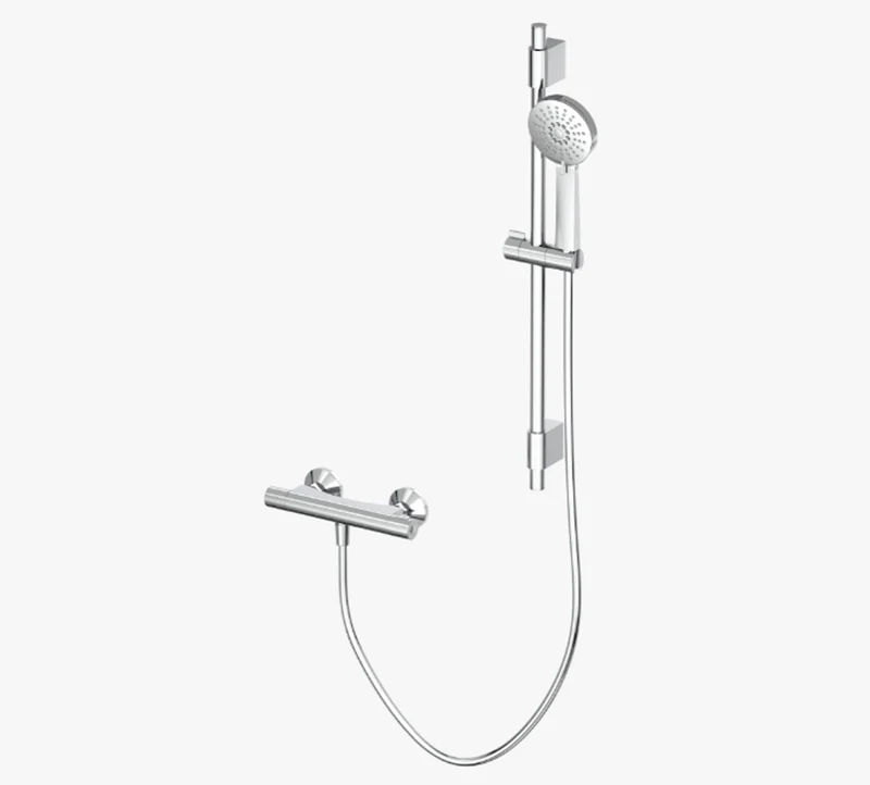 COLUMNA DUCHA TERMOSTATICA BARRA DESLIZANTE REDONDA INOX. SOPORTE DE ABS Y TELEDUCHA. CROMO
