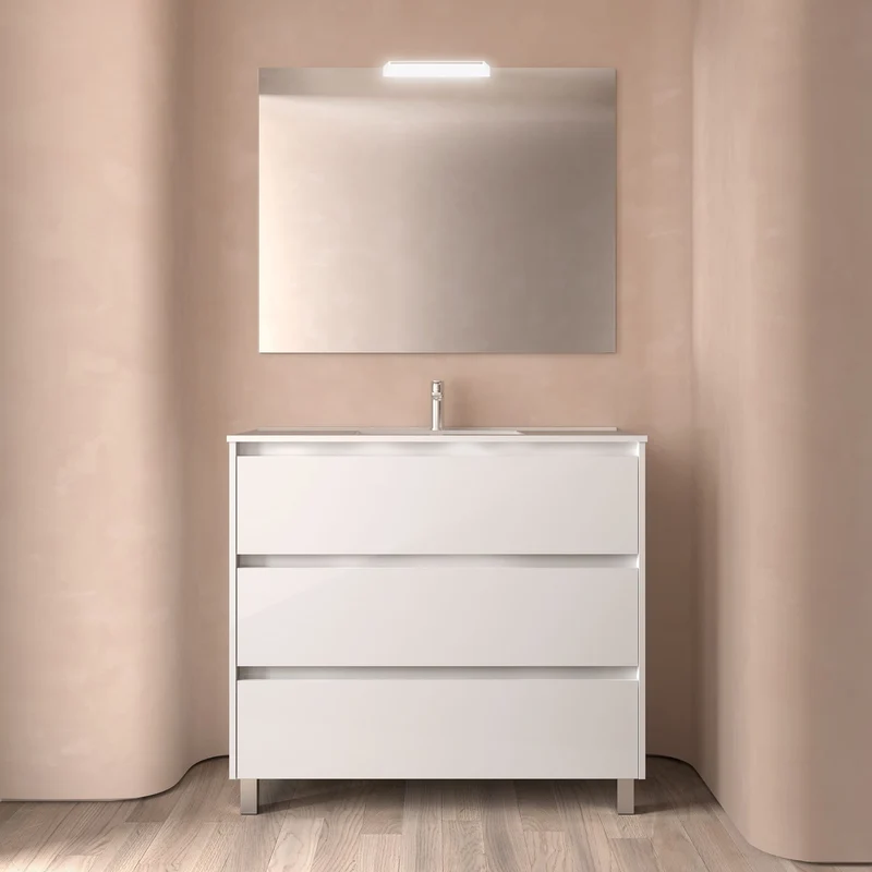 Noja 3C - Mueble de baño con patas y lavabo encastrado