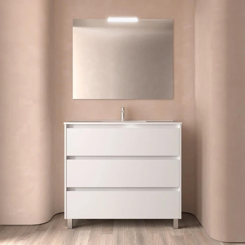 Noja 3C - Mueble de baño con patas y lavabo encastrado