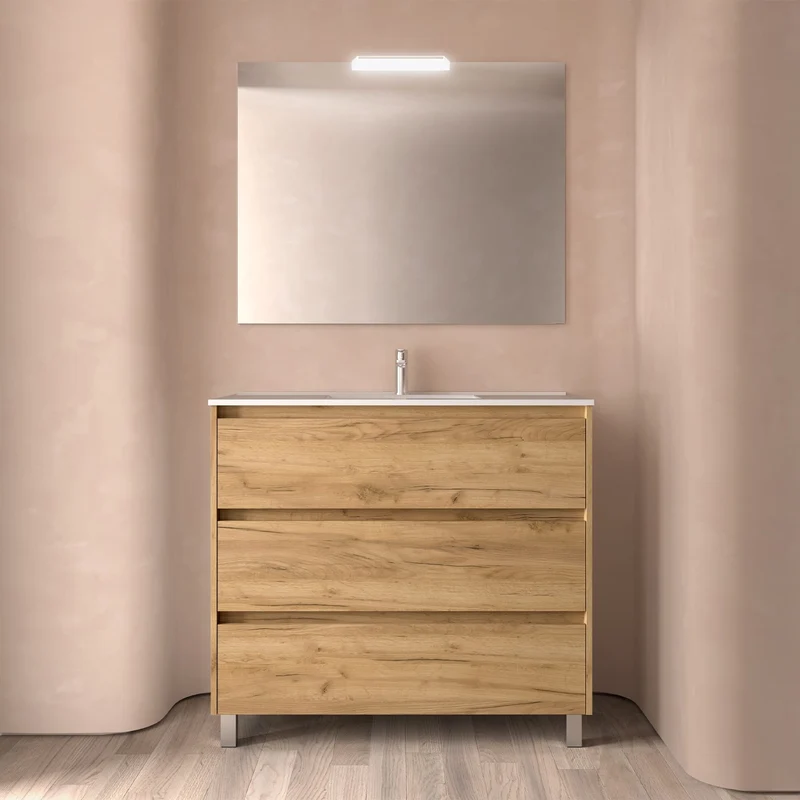 Noja 3C - Mueble de baño con patas y lavabo encastrado