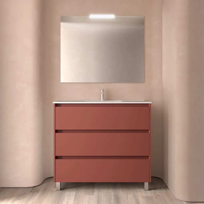 Noja 3C - Mueble de baño con patas y lavabo encastrado