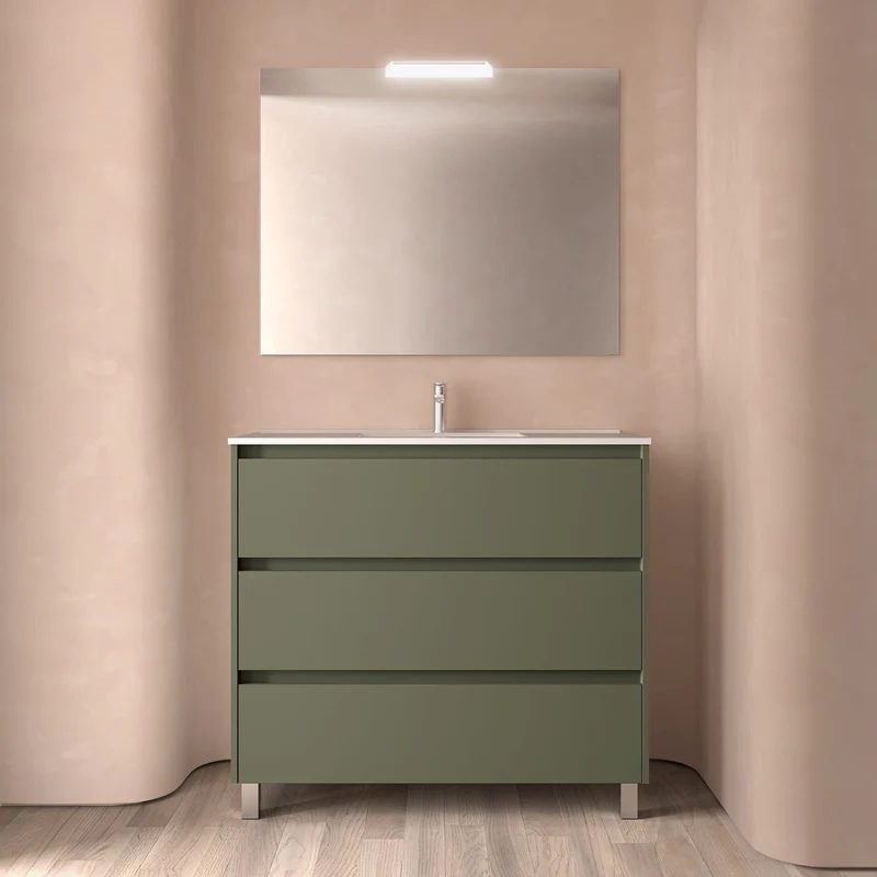 Noja 3C - Mueble de baño con patas y lavabo encastrado