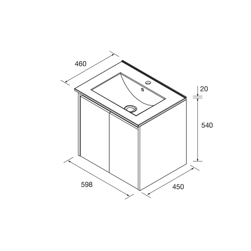 Noja 2P - Mueble de Baño suspendido con lavabo encastrado