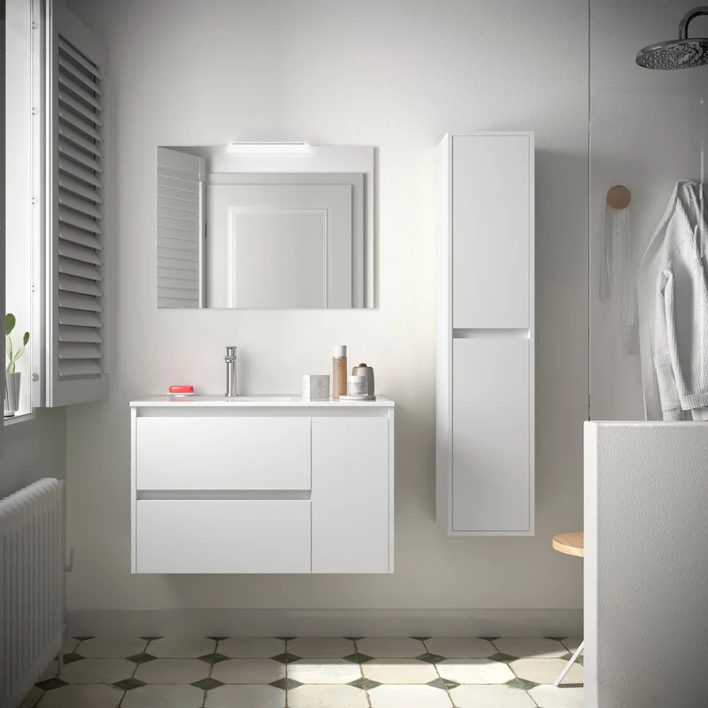 Noja 2C1 - Mueble de baño suspendido con lavabo encastrado
