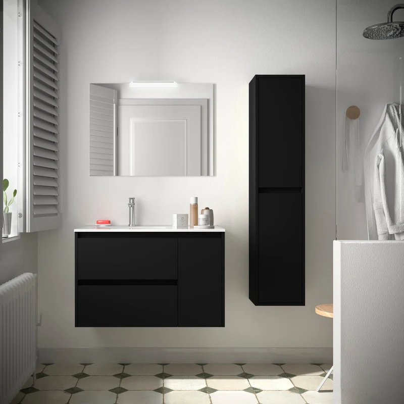 Noja 2C1 - Mueble de baño suspendido con lavabo encastrado