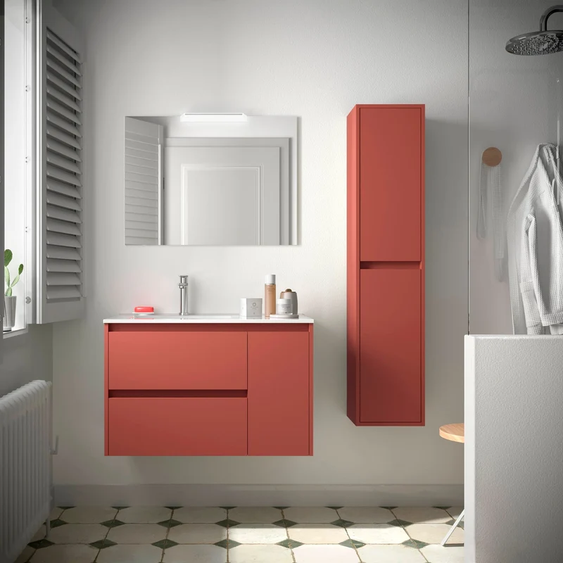 Noja 2C1 - Mueble de baño suspendido con lavabo encastrado