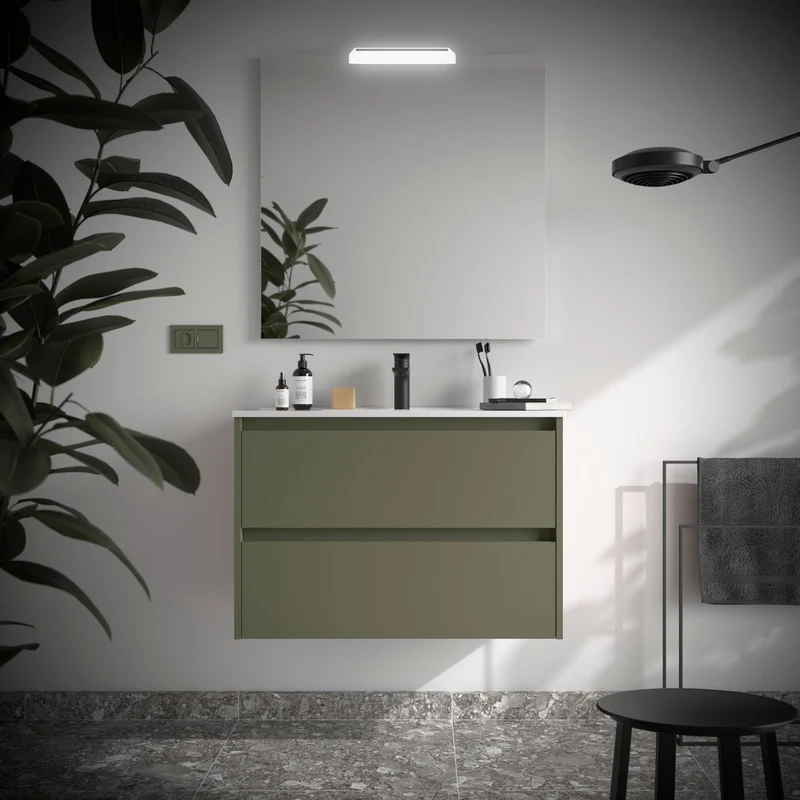 Noja 2C - Mueble de baño suspendido con lavabo encastrado
