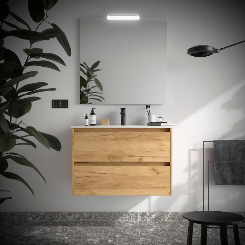 Noja 2C - Mueble de baño suspendido con lavabo encastrado