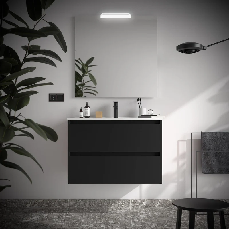Noja 2C - Mueble de baño suspendido con lavabo encastrado