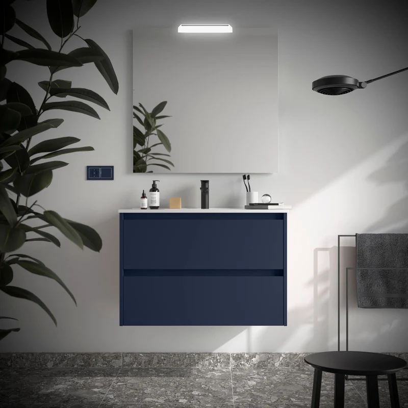 Noja 2C - Mueble de baño suspendido con lavabo encastrado