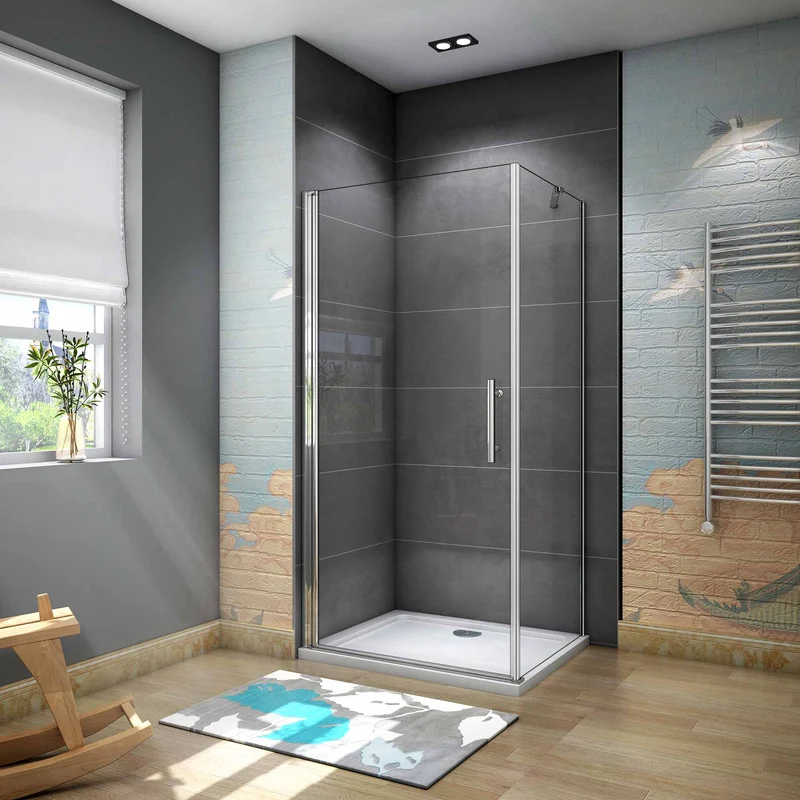 Cabina de Ducha Puerta Abatible 185 CM Panel con Barra de 50 CM, Cristal Transparente 6 MM Antical Easy-Clean