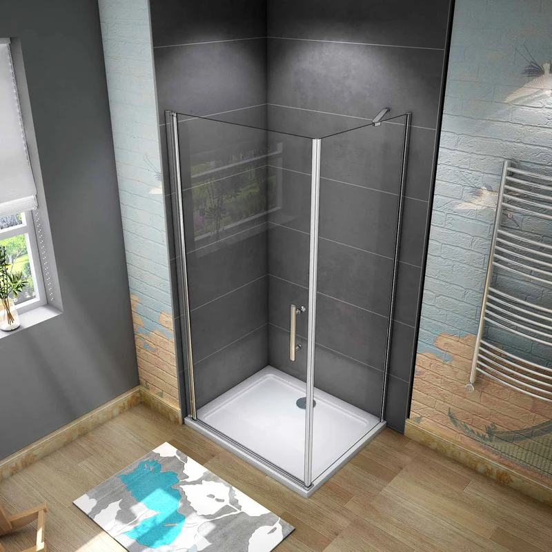 Cabina de Ducha Puerta Abatible 185 CM Panel con Barra de 50 CM, Cristal Transparente 6 MM Antical Easy-Clean