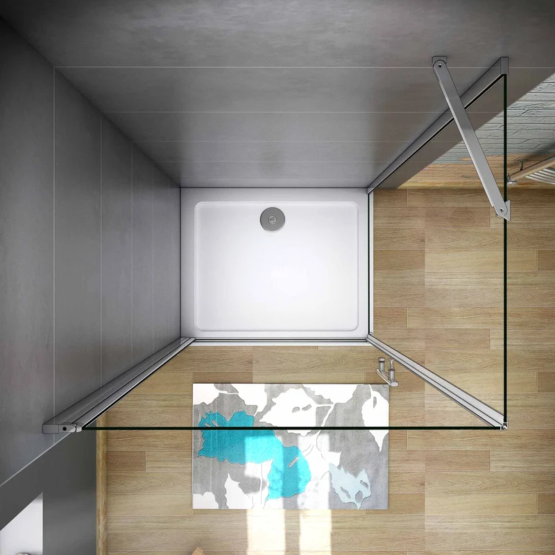 Cabina de Ducha Puerta Abatible 185 CM Panel con Barra de 50 CM, Cristal Transparente 6 MM Antical Easy-Clean