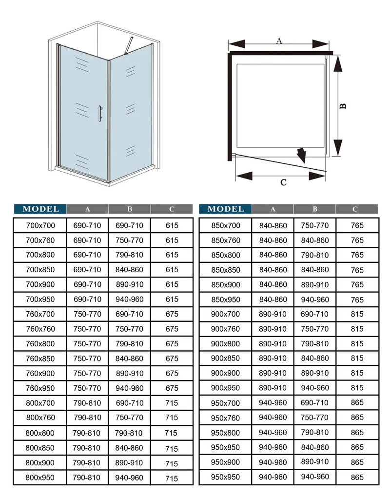 Cabina de Ducha Puerta Abatible 185 CM Panel con Barra de 50 CM, Cristal Transparente 6 MM Antical Easy-Clean