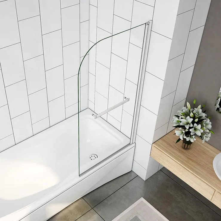 Mampara de Bañera Puerta Abatible con Toallero Cristal 5 MM ,80x140 CM