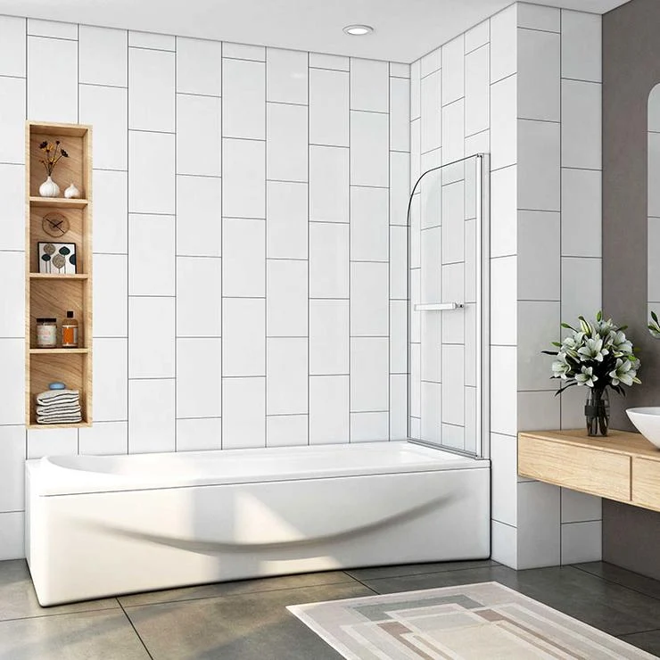 Mampara de Bañera Puerta Abatible con Toallero Cristal 5 MM ,80x140 CM