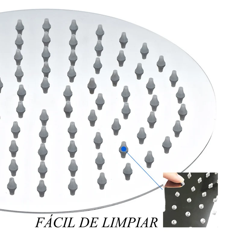 Aica Columna de ducha termostática, Barra en altura extendible de 85~125cm, Alcachofa Superior Redonda de acero inoxidable