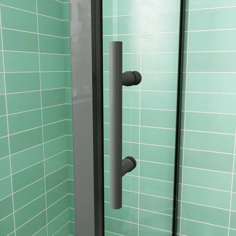 Mampara de ducha corredera con estructura negra de 100 cm y doble panel lateral