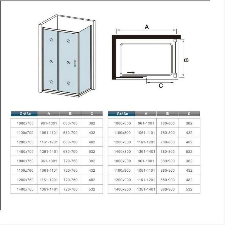 Cuarto de baño 100x185 cm con paneles laterales