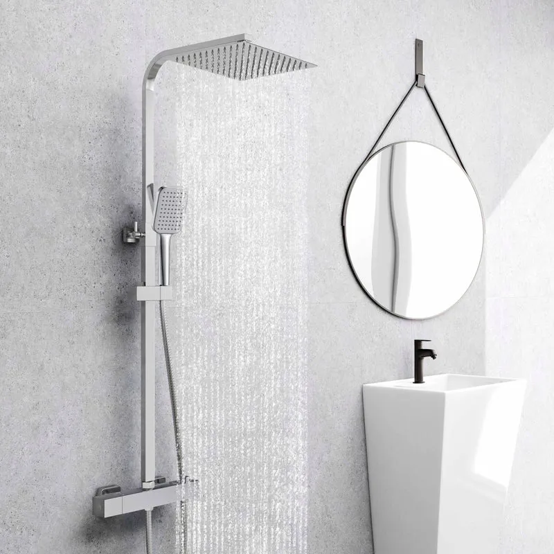 Columna de Ducha Termostática Aica acero inoxidable alcachofa y ducha superior grande 25cm para baño