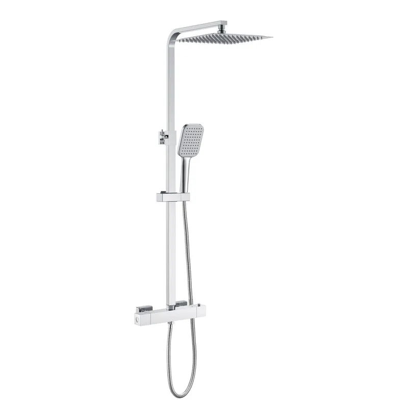 Columna de Ducha Termostática Aica acero inoxidable alcachofa y ducha superior grande 25cm para baño