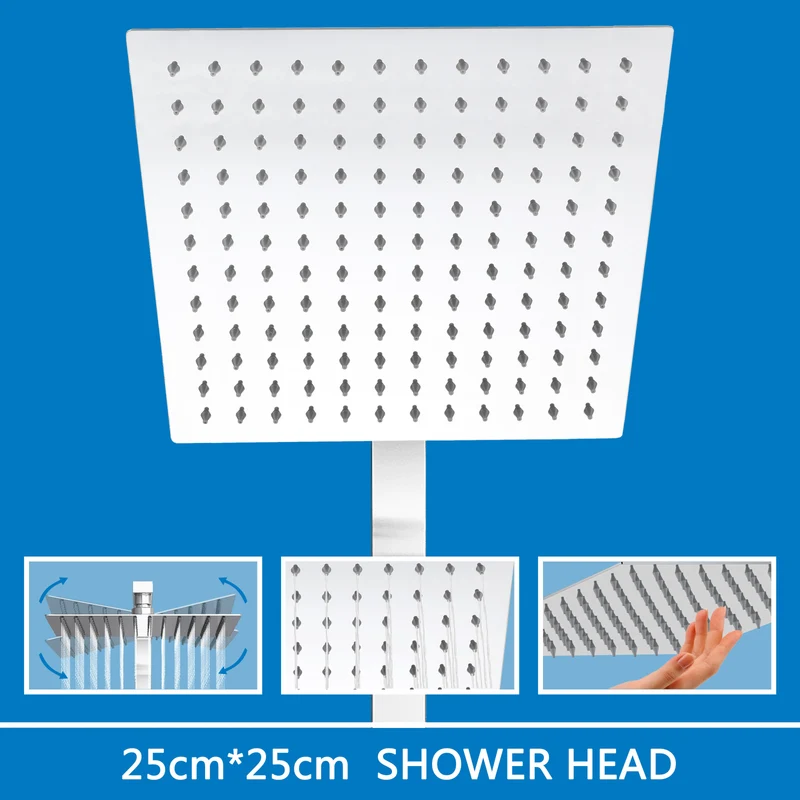 Columna de Ducha Termostática Aica acero inoxidable alcachofa y ducha superior grande 25cm para baño