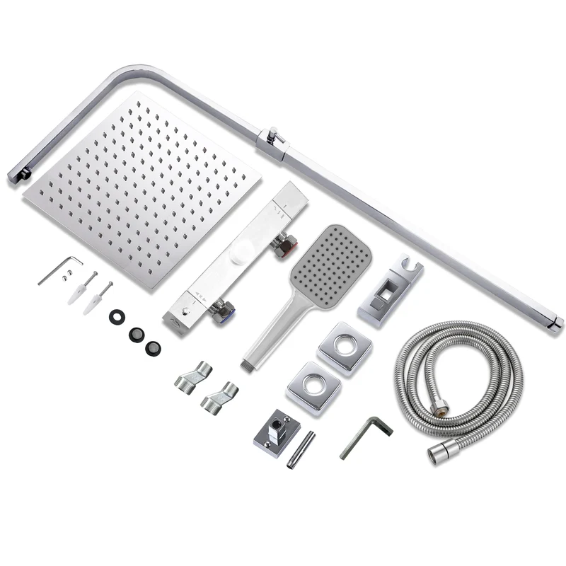 Columna de Ducha Termostática Aica acero inoxidable alcachofa y ducha superior grande 25cm para baño
