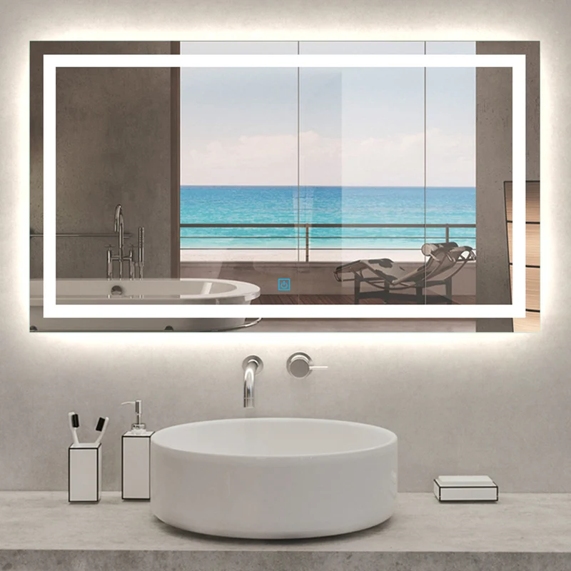 Espejo de Baño Iluminado LED(Brillo LED Envolvente), Sensor Táctil, Desempañador Antivaho, Vertical o Horizontal
