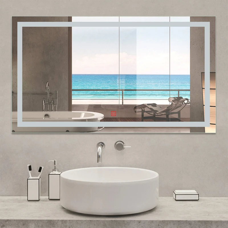 Espejo de Baño Iluminado LED(Brillo LED Envolvente), Sensor Táctil, Desempañador Antivaho, Vertical o Horizontal