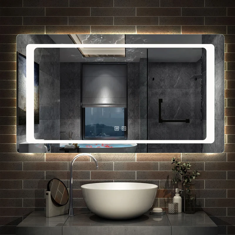 Espejo de baño con luz LED(Brillo LED Envolvente) / antivaho calefactado / táctil / vertical y horizontal