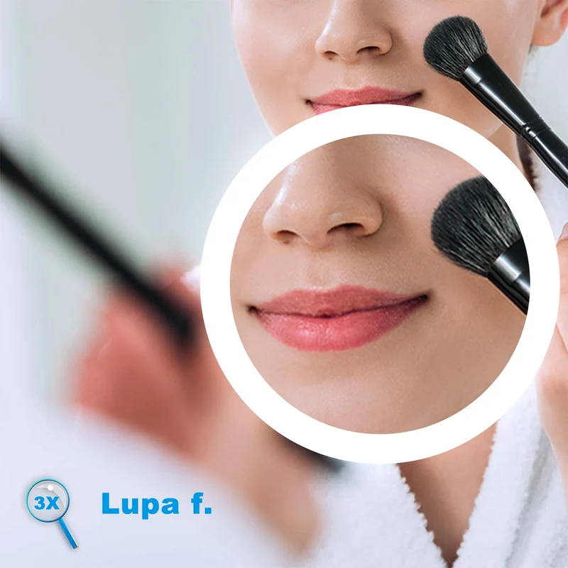 Espejo de Baño con Iluminación Luz LED Luces Varias(Blanco/Neutro/Amarillo) y Ajustación. Espejo de Baño LED con Lupax3. Espejo Led Antivaho con Control Táctil en Pantalla