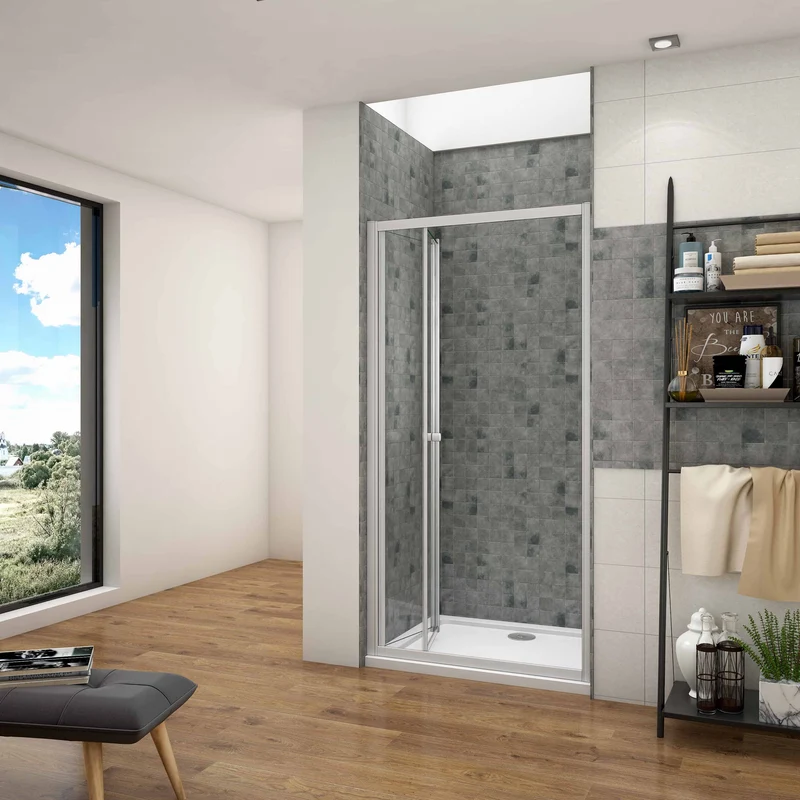 Mamparas de Ducha Frontal Puerta Plegable 2 Hoja Plegable Cristal Templado 5mm