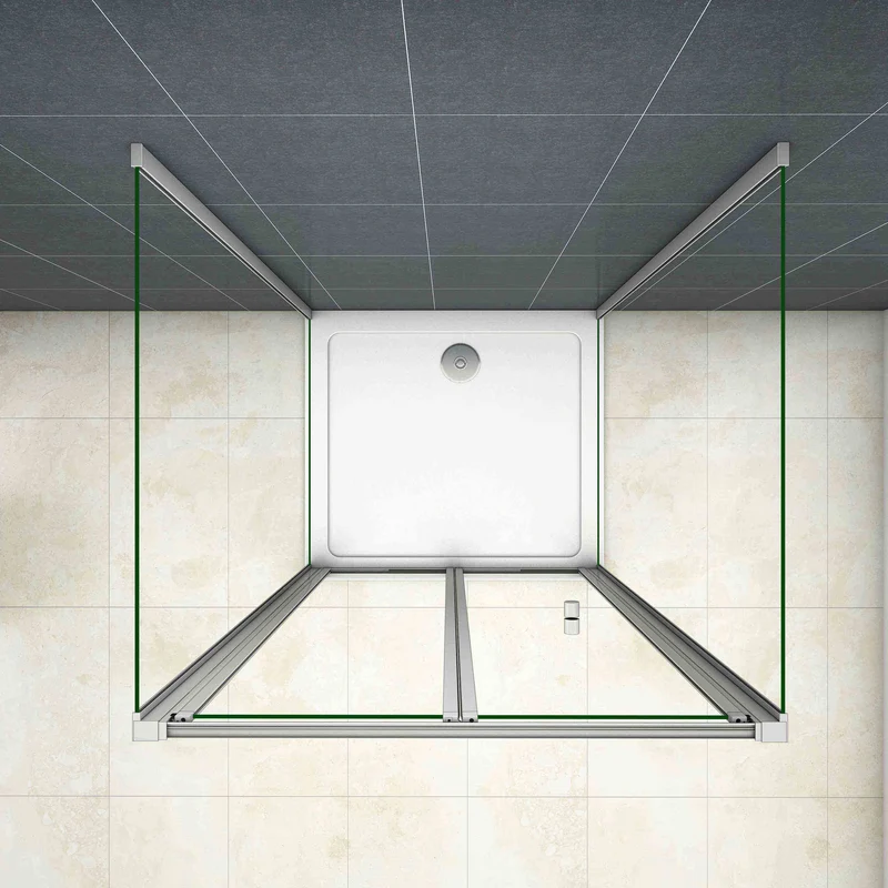 liquidacion Mampara de ducha cuadrada ,frontal 2 hojas plegables + dos panel fijo lateral Cristal Templado 5mm