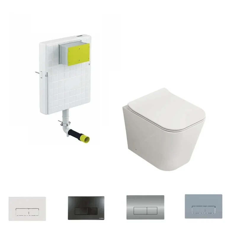 Pack Inodoro Compacto Florencia + Cisterna Empotrada + Pulsadores