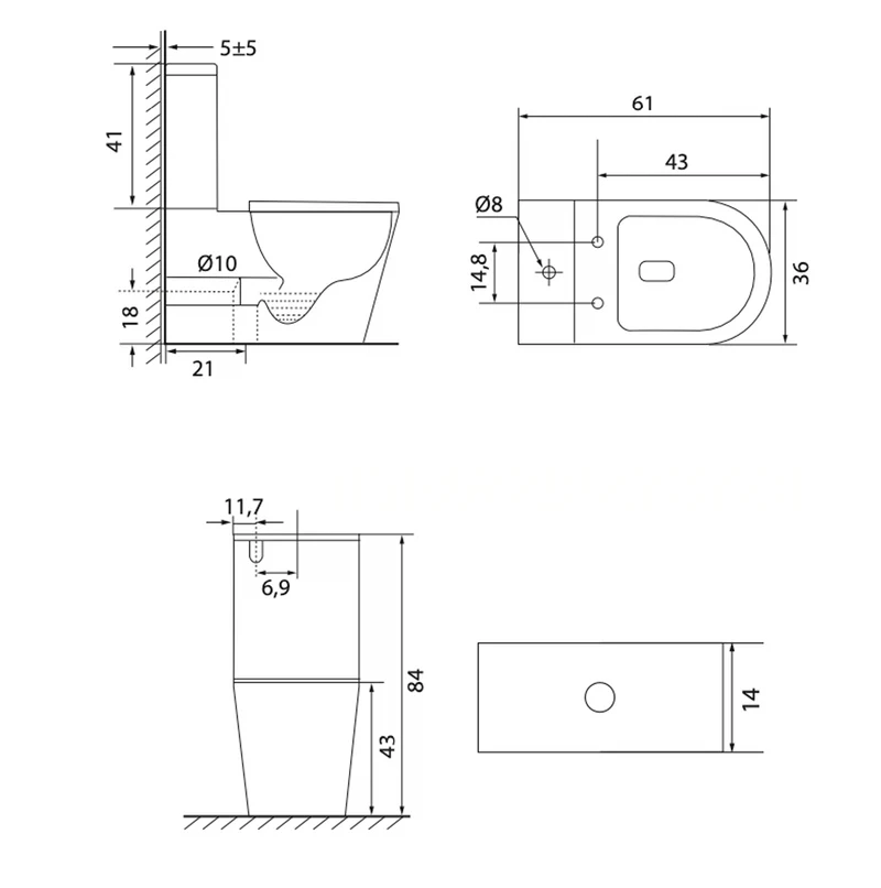 Inodoro compacto para baño modelo Praga