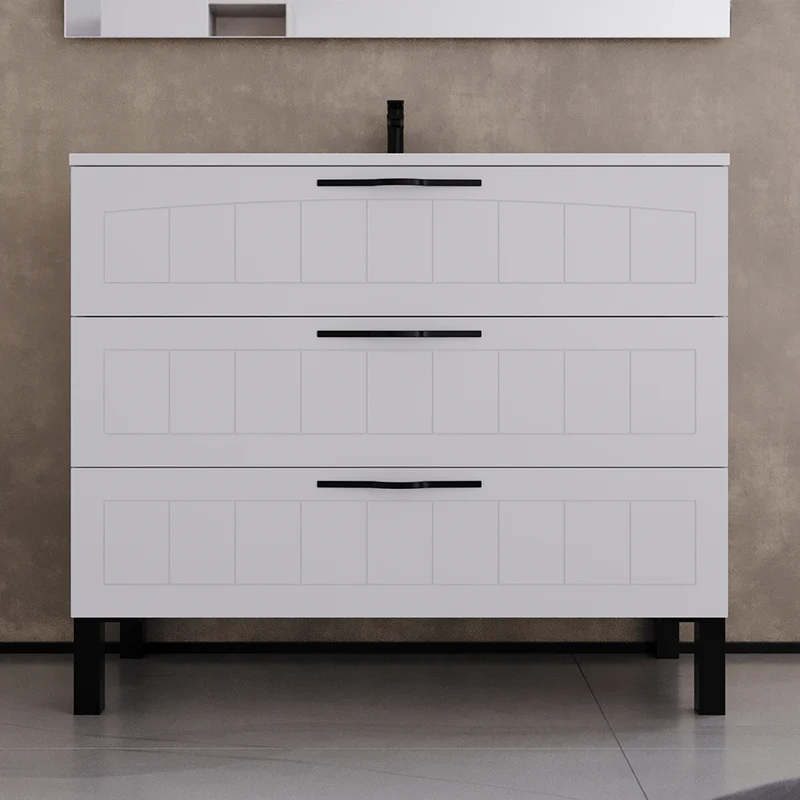 Meuble de salle de bain 100cm simple vasque - 3 tiroirs - CALA