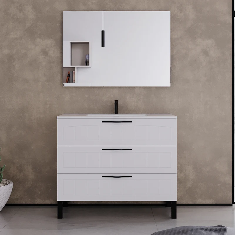 Meuble de salle de bain 100cm simple vasque - 3 tiroirs - CALA